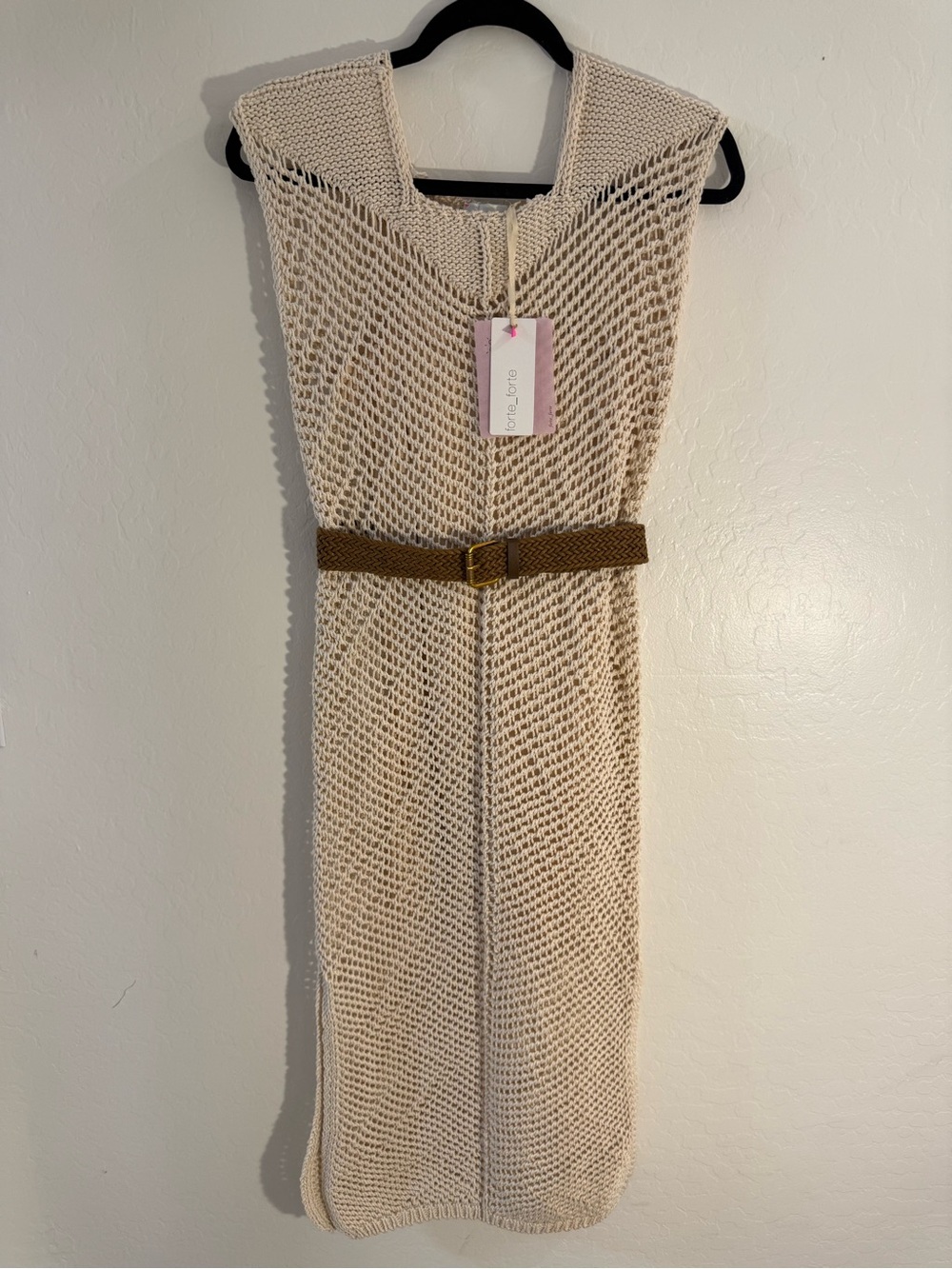 forte_forte NWT Italian Handmade Crochet Knit Maxi Dress in Avorio
